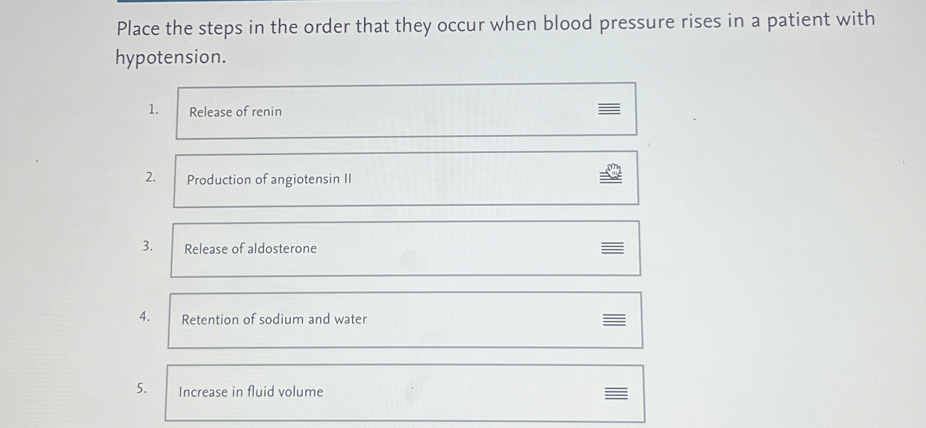 Solved Place the steps in the order that they occur when | Chegg.com