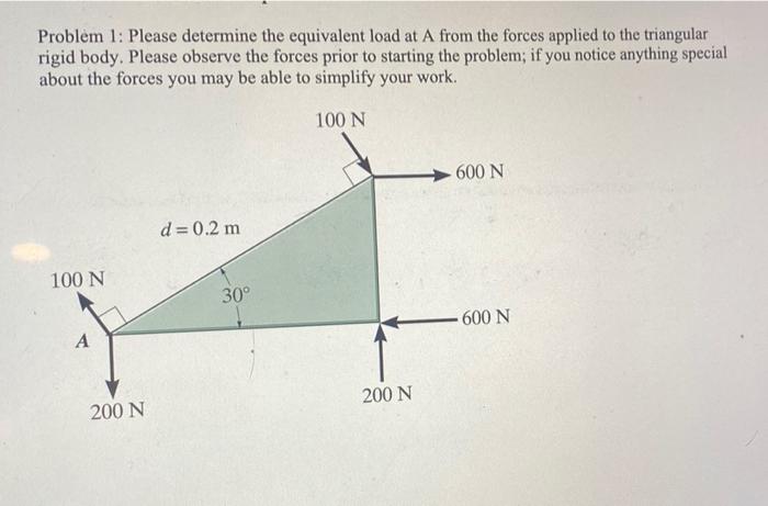 Solved Problem 1: Please determine the equivalent load at A | Chegg.com