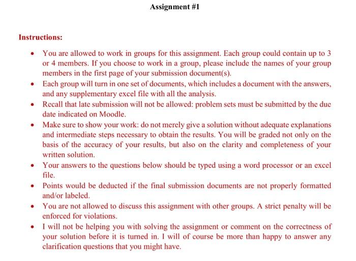 Solved Assignment #1 Instructions: • You are allowed to work | Chegg.com