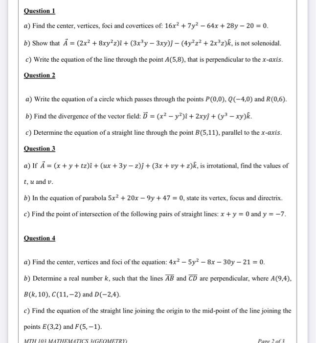 Solved Question 1 A Find The Center Vertices Foci And Chegg Com