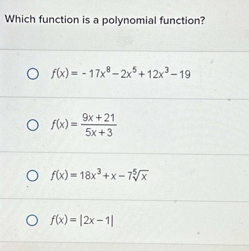 Solved Which function is a polynomial | Chegg.com