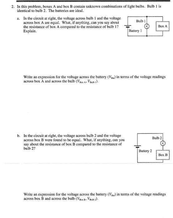Solved 2. In this problem, boxes A and box B contain unknown