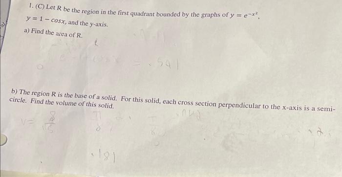 Solved 1. (C) Let R be the region in the first quadrant | Chegg.com