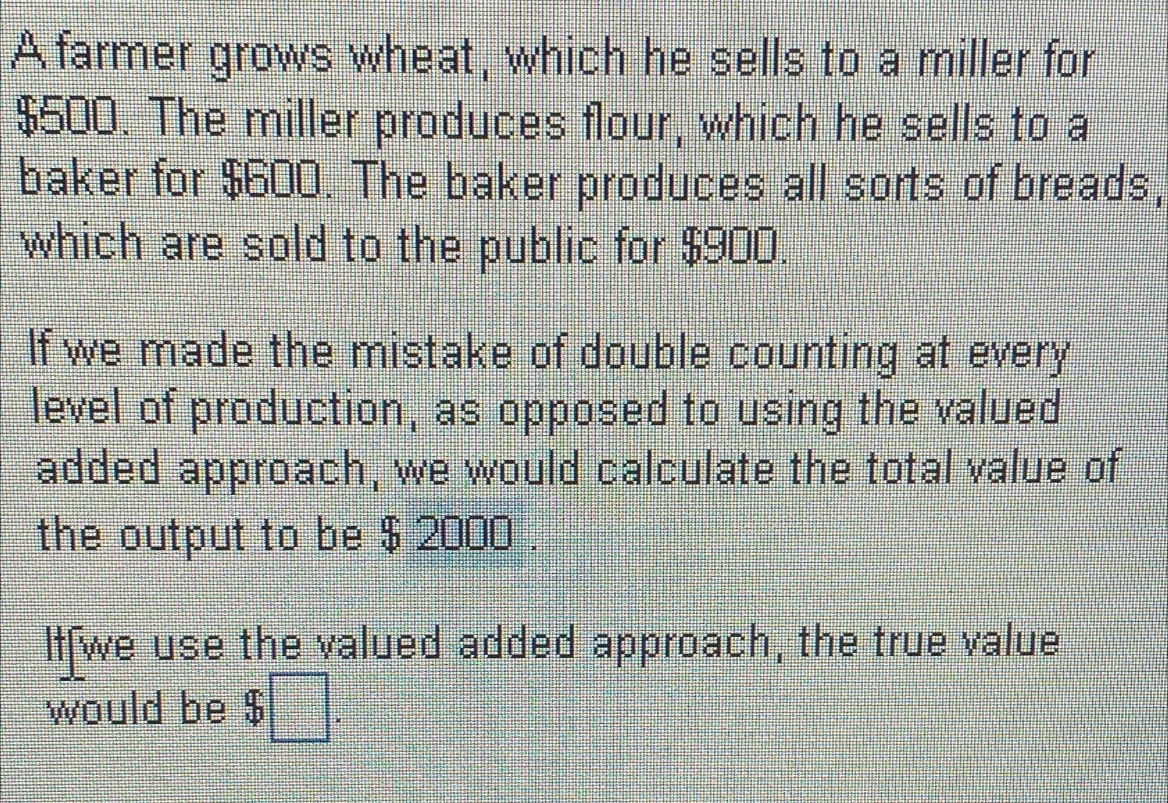 Solved A farmer grows wheat, which he sells to a miller for
