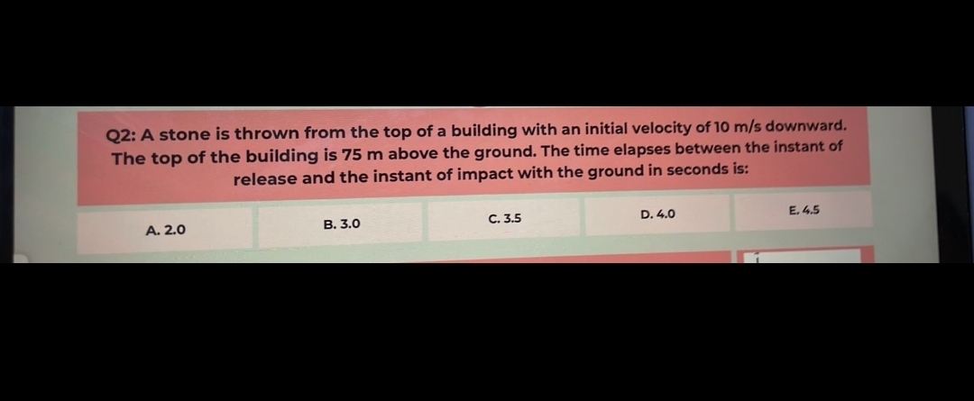 Solved Q2: A stone is thrown from the top of a building with | Chegg.com