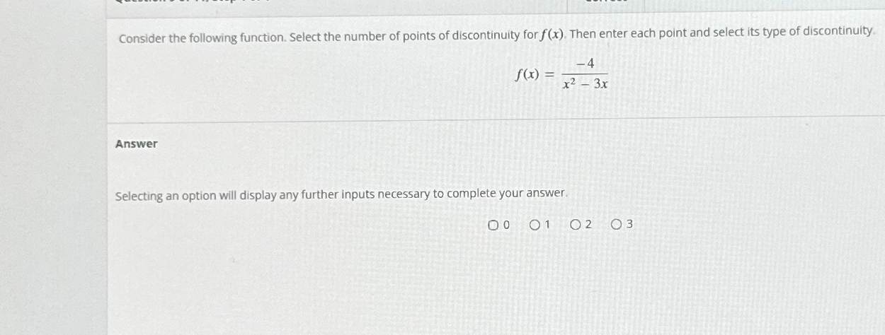 Solved Consider the following function. Select the number of | Chegg.com