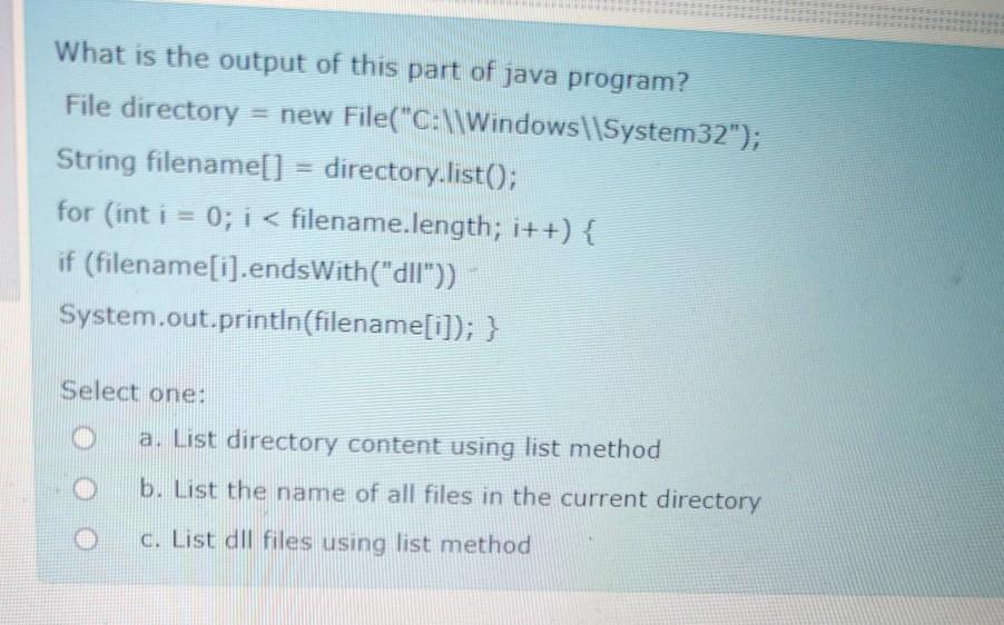 Solved What is the output of this part of java program? File | Chegg.com