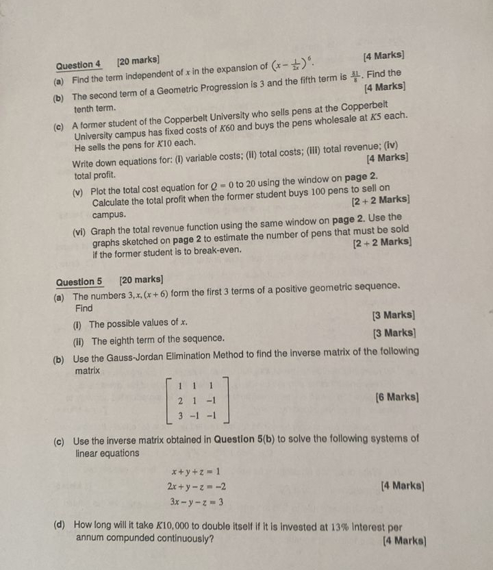 Solved Question 4 [20 ﻿marks](a) ﻿Find the term independent | Chegg.com