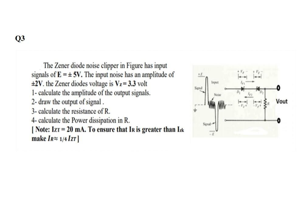 Solved Q3 Input Signal NO The Zener diode noise clipper in