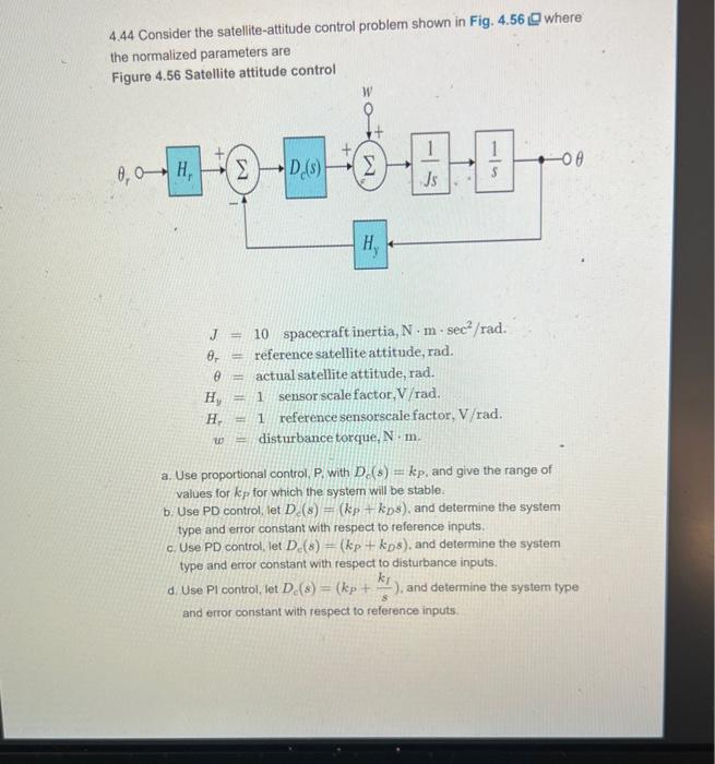 Solved 4 44 Consider The Satellite Attitude Control Problem Chegg Com