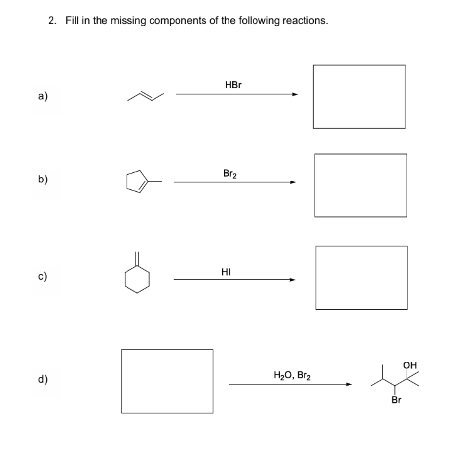 Solved 2. ﻿Fill in the missing components of the following | Chegg.com
