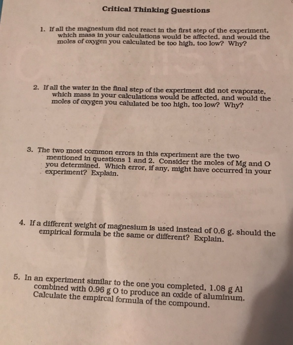 Solved 1. Clean a porcelain crucible and cover. Set the