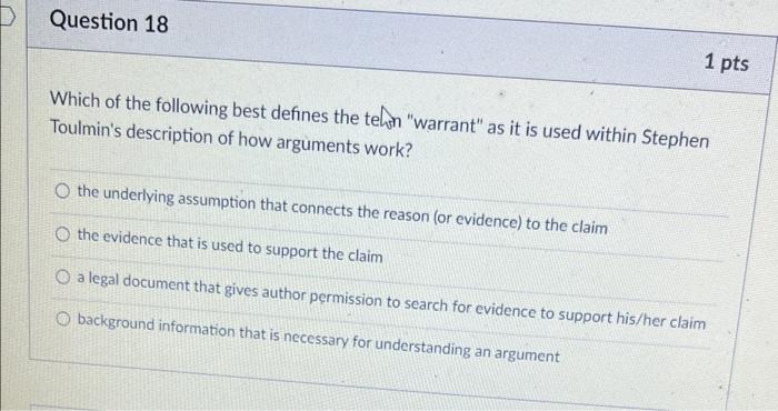 D Question 18 1 pts Which of the following best | Chegg.com