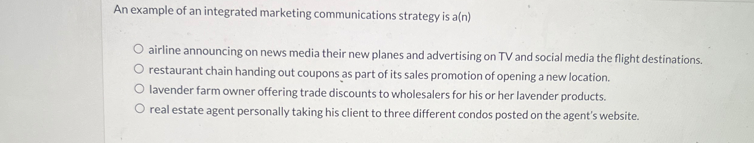 Solved An example of an integrated marketing communications | Chegg.com
