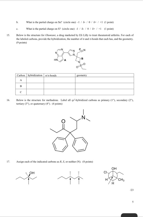 Solved b What is the partial charge on Sn? (circle one) - 1 | Chegg.com
