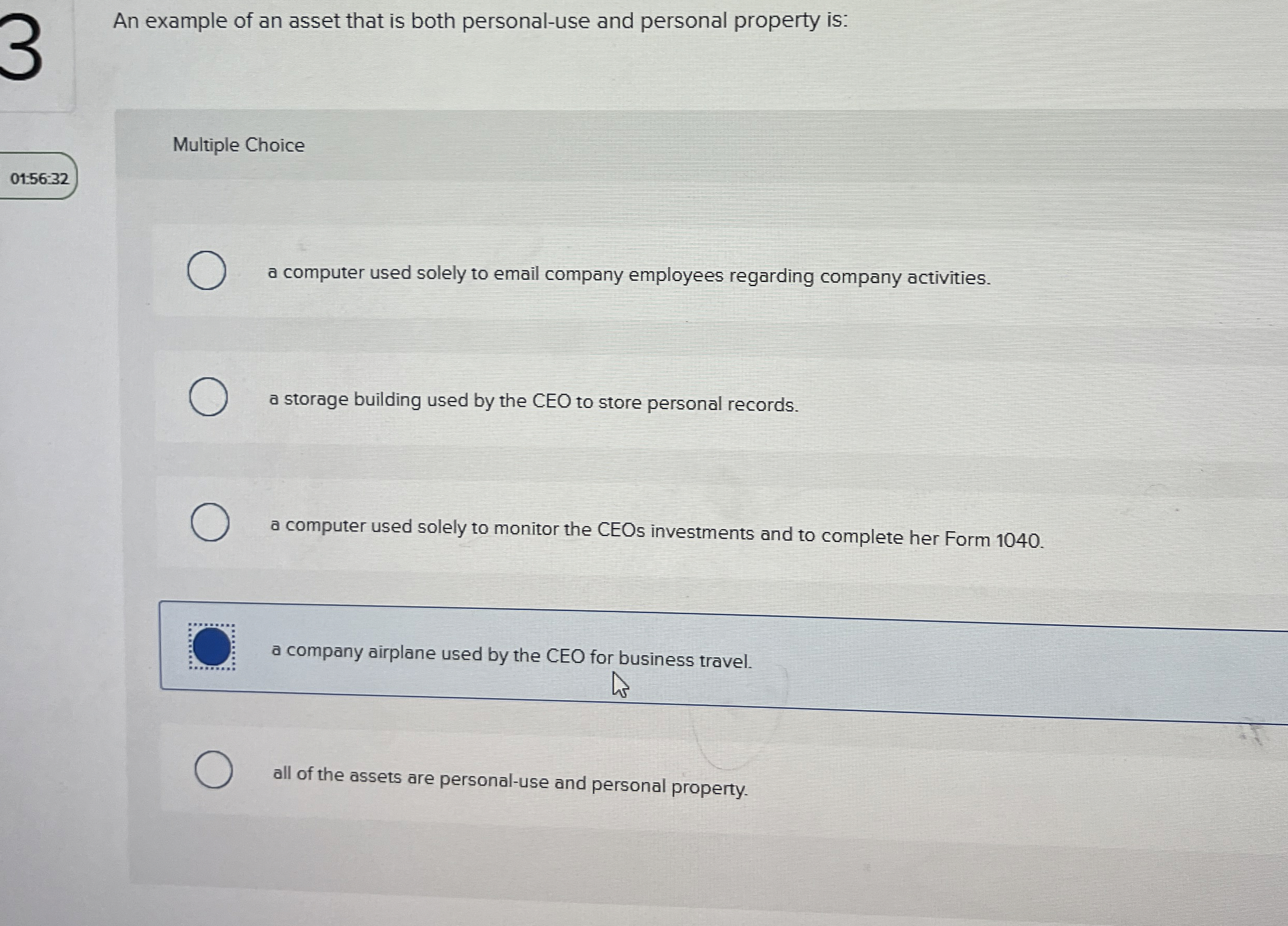 Solved An example of an asset that is both personal-use and | Chegg.com