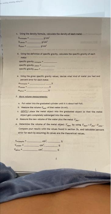 Solved c. Using the density formula, calculate the density | Chegg.com