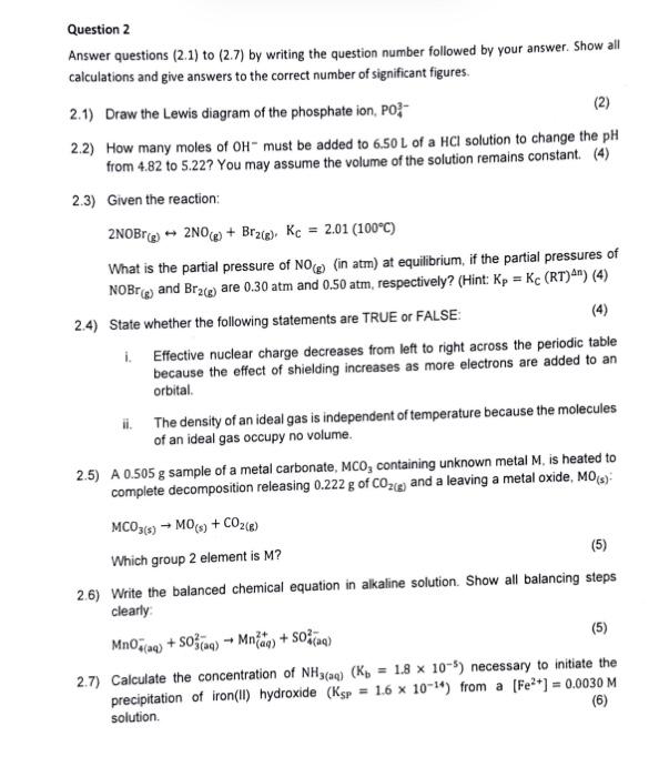 Solved 2.1) Draw the Lewis diagram of the phosphate ion, | Chegg.com