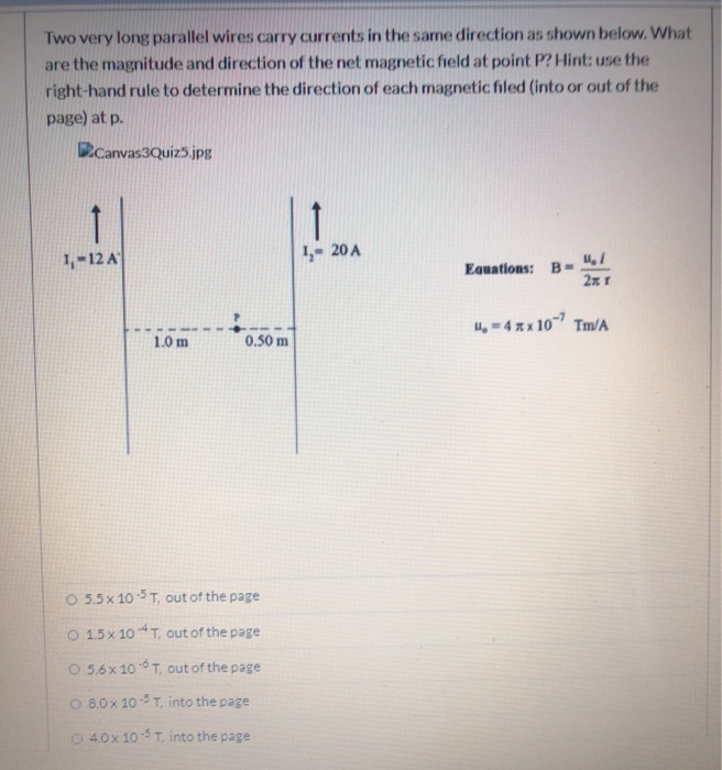 Solved Two Very Long Parallel Wires Carry Currents In The Chegg Solved Two Very Long Parallel Wires Carry Currents In The Chegg