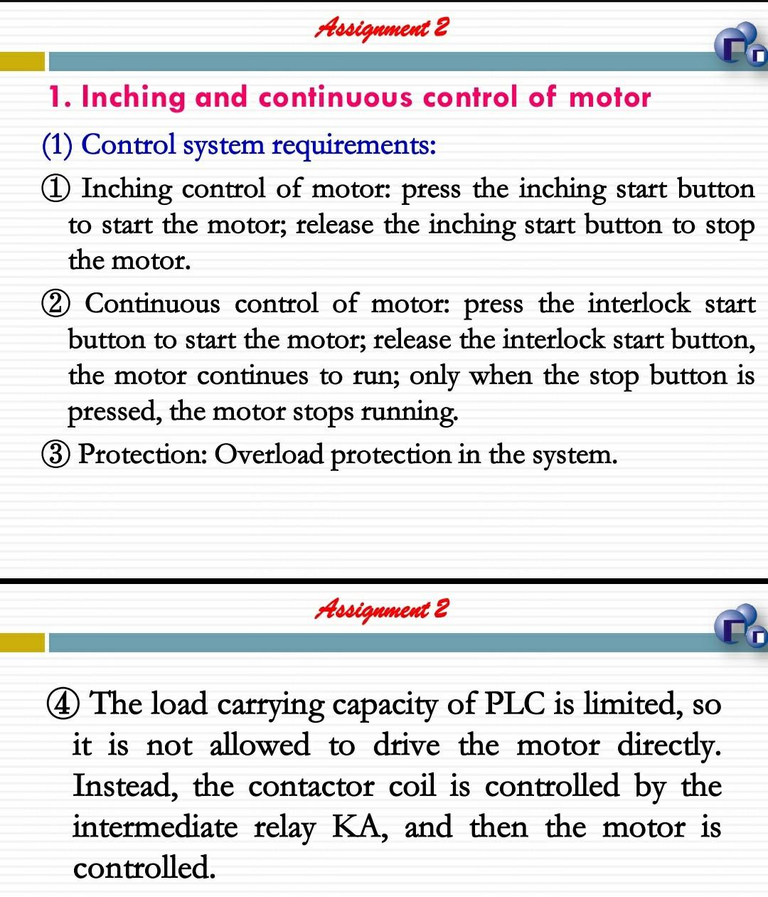 Assignment 2 1. Inching and continuous control of | Chegg.com