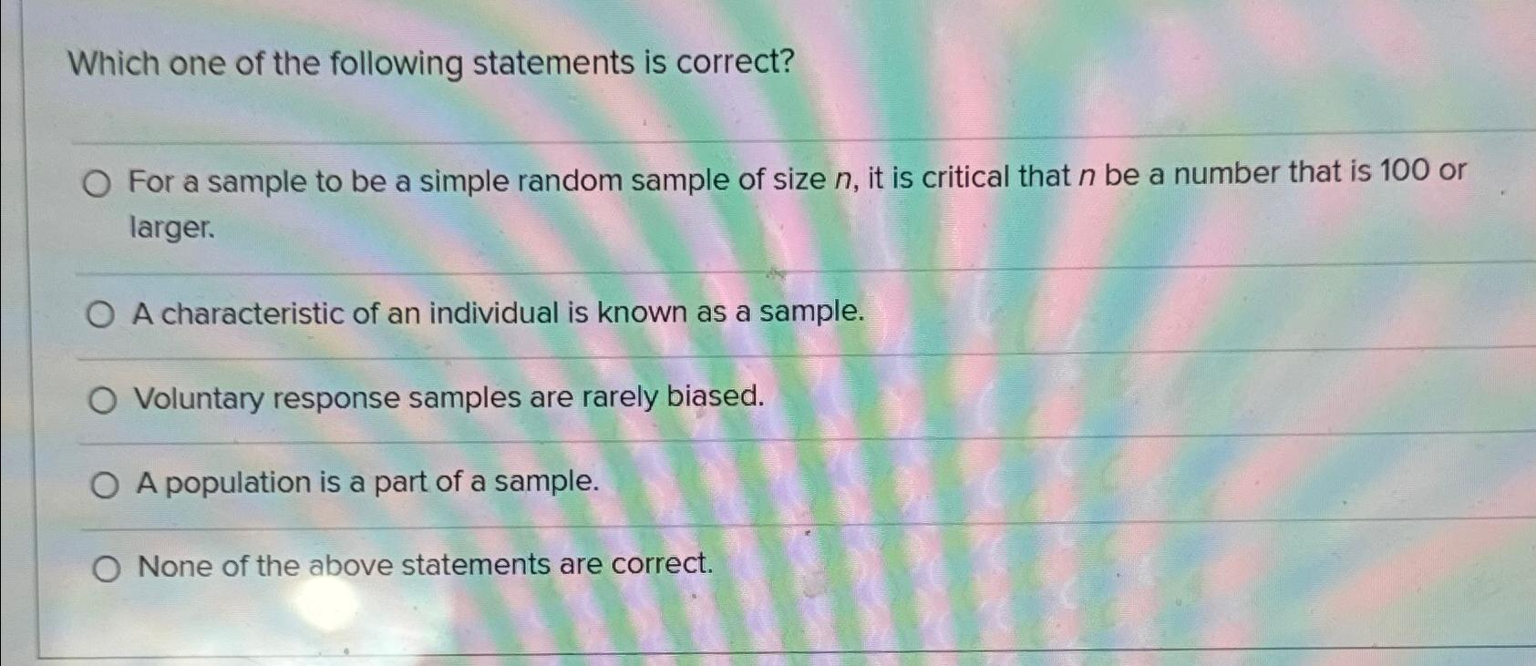 Solved Which one of the following statements is correct?For | Chegg.com