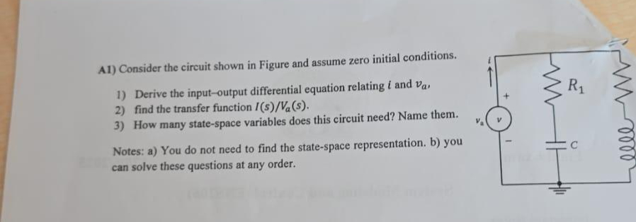 Solved A1) ﻿Consider the circuit shown in Figure and assume | Chegg.com
