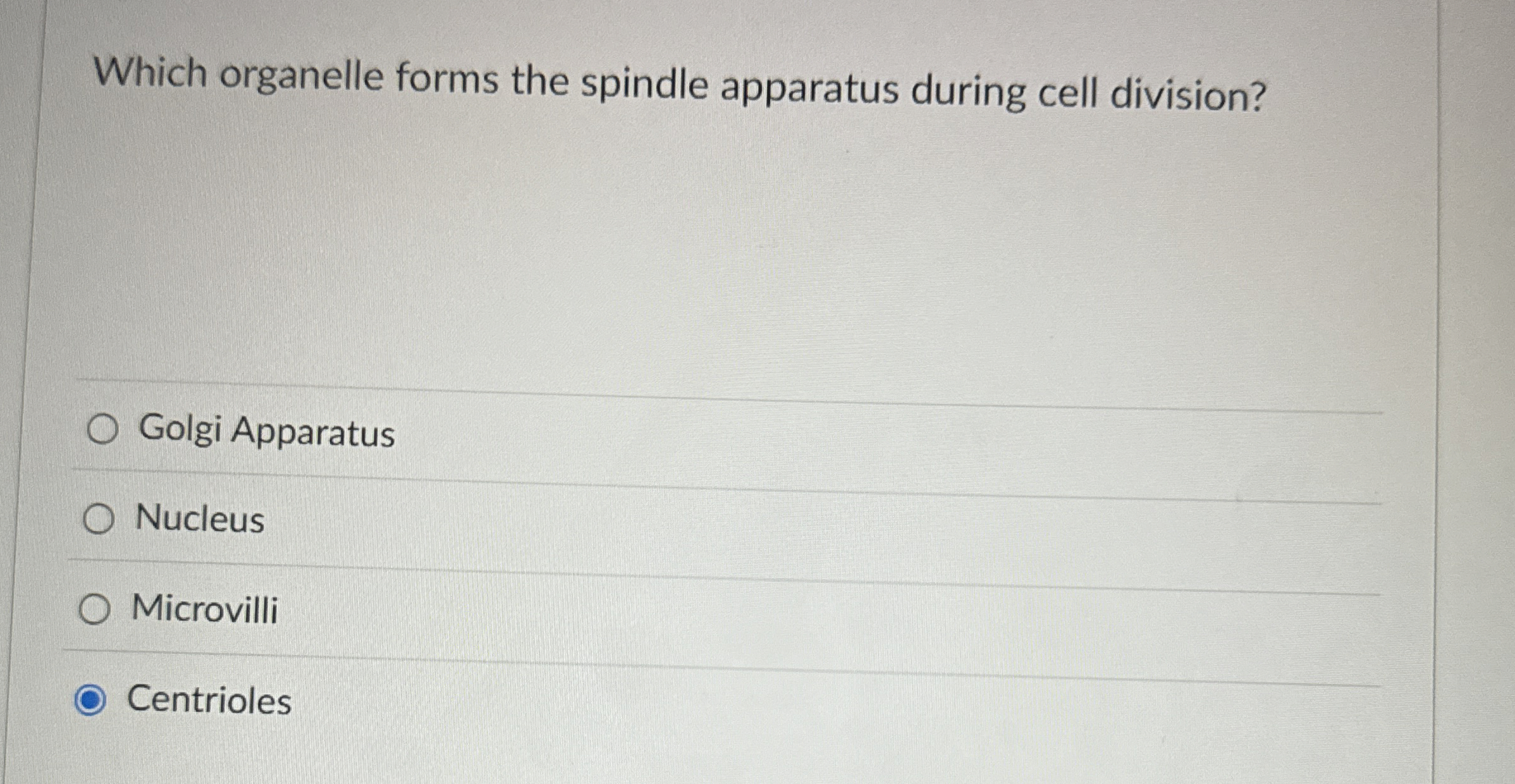Solved Which organelle forms the spindle apparatus during | Chegg.com