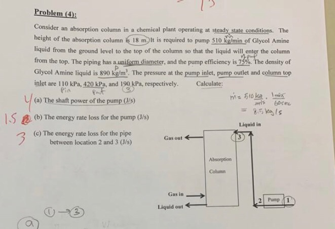 Solved Problem (4): Consider an absorption column in a | Chegg.com