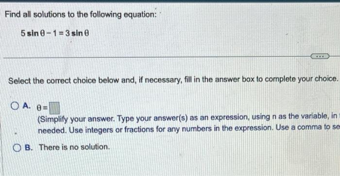 Solved Find All Solutions To The Following Equation: | Chegg.com