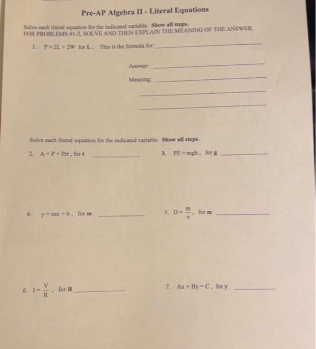 algebra 2 assignment solve each equation