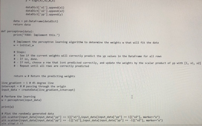 Modify the program called perceptron.py to implement | Chegg.com