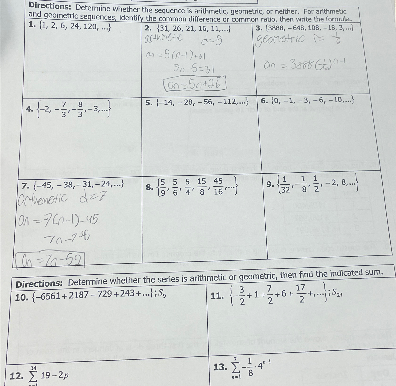 Solved Directions: Determine whether the sequence is | Chegg.com