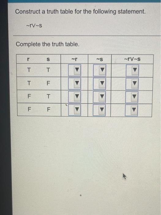 Solved Construct a truth table for the following statement. | Chegg.com