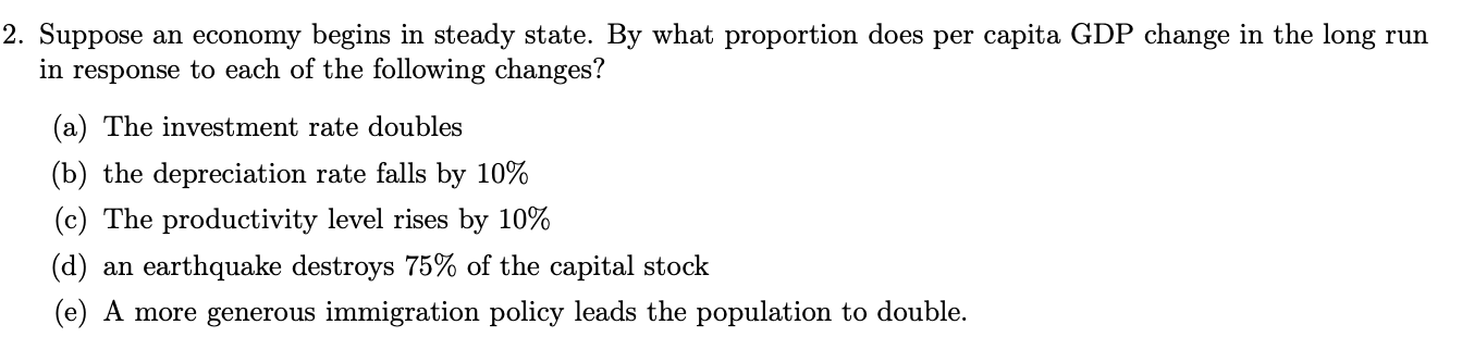 Solved Suppose An Economy Begins In Steady State By What Chegg Com