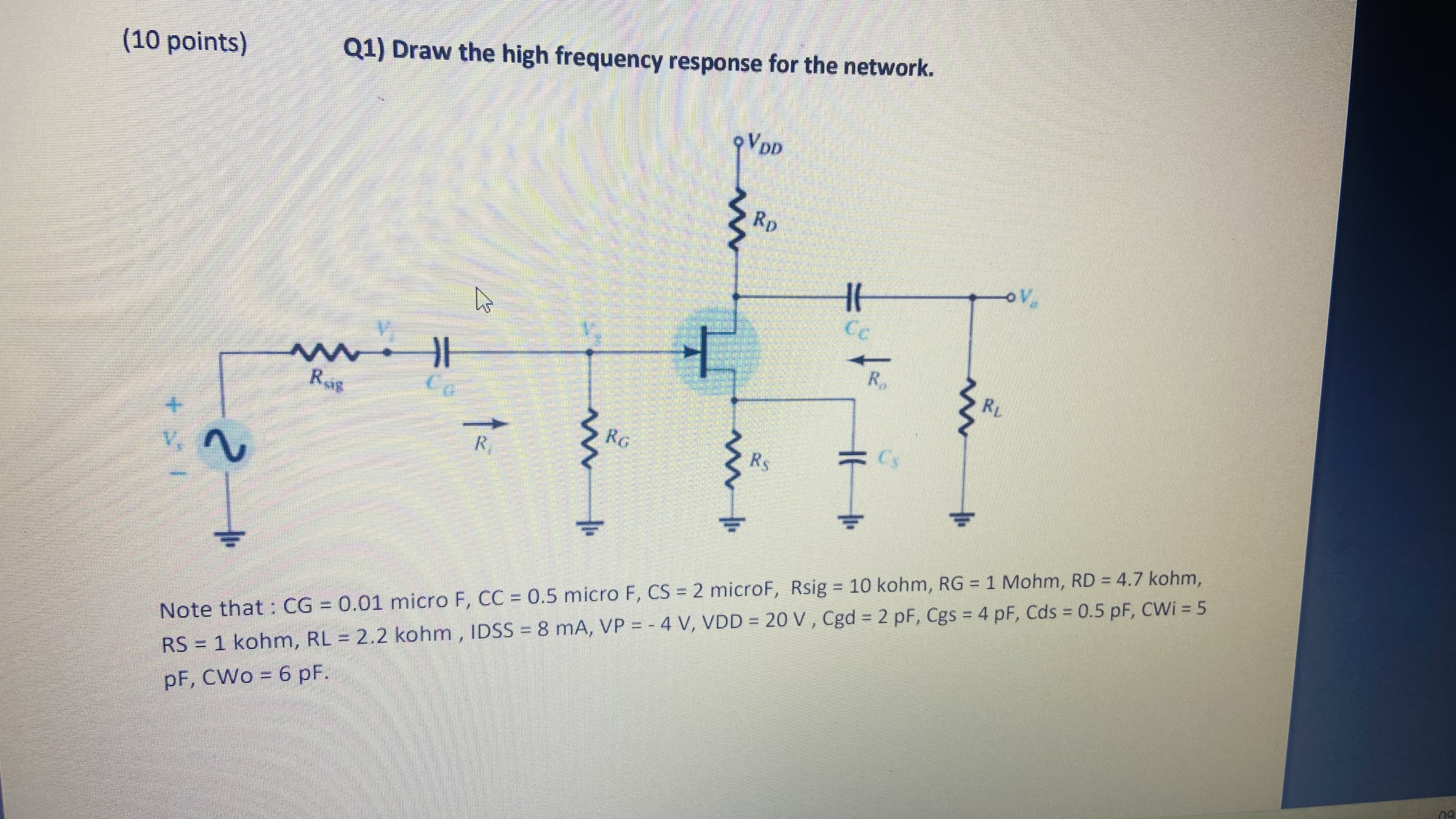 Solved (10 ﻿points)Q1) ﻿Draw the high frequency response for | Chegg.com