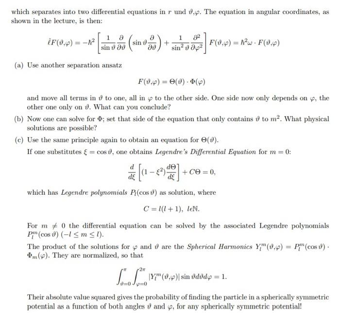 Solved Problem 2 Schrödinger's equation in a spherically | Chegg.com