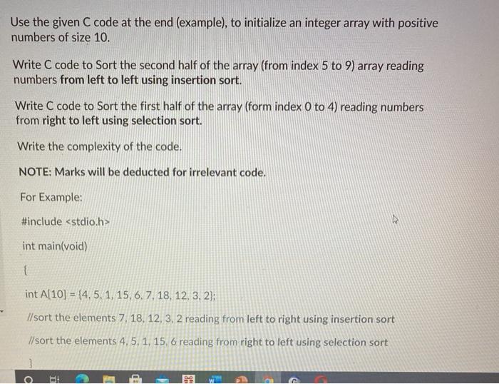 Solved Use the given C code at the end (example), to | Chegg.com