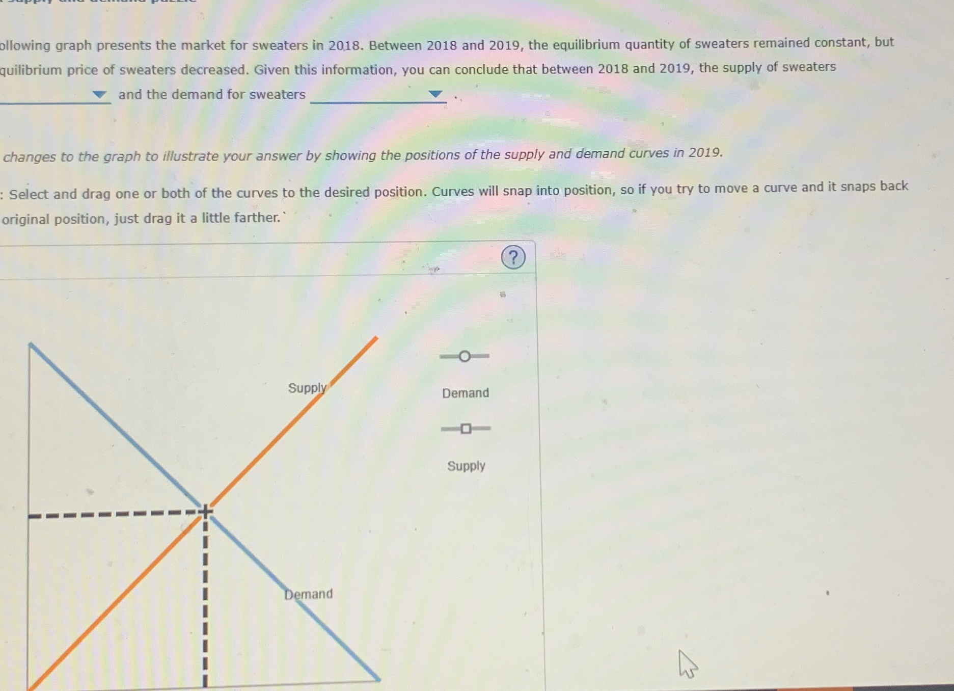 Solved ollowing graph presents the market for sweaters in | Chegg.com