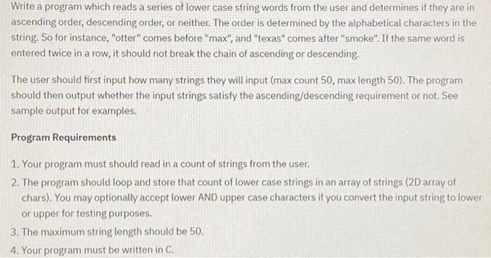 Solved Write a program which reads a series of lower case Chegg