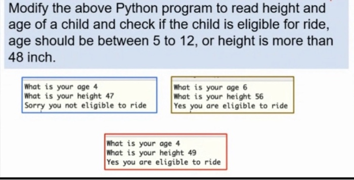 Solved Modify the above Python program to read height and | Chegg.com