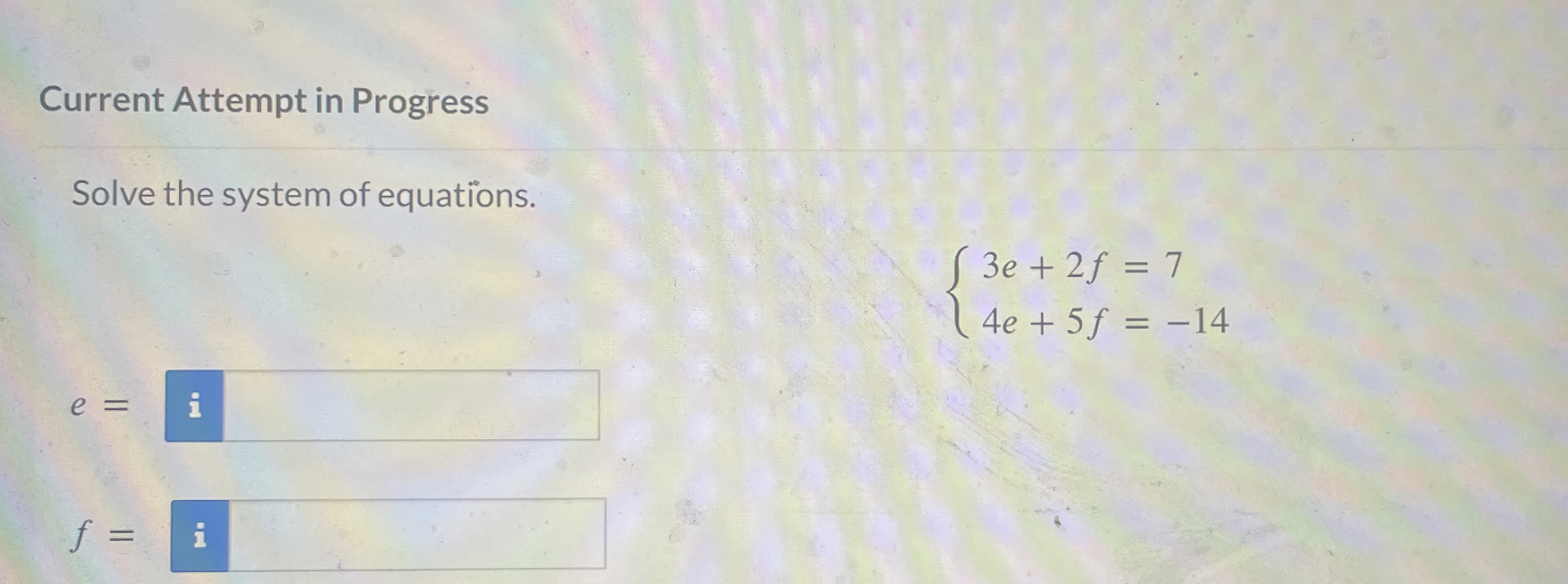 Solved Current Attempt in ProgressSolve the system of | Chegg.com