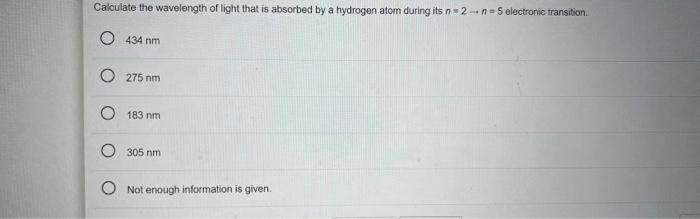 Solved Calculate the wavelength of light that is absorbed by | Chegg.com