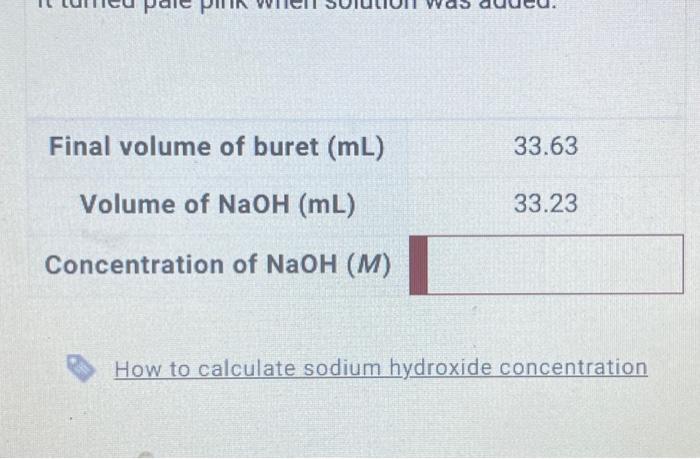 Solved Final volume of buret (mL) Volume of NaOH (mL) | Chegg.com