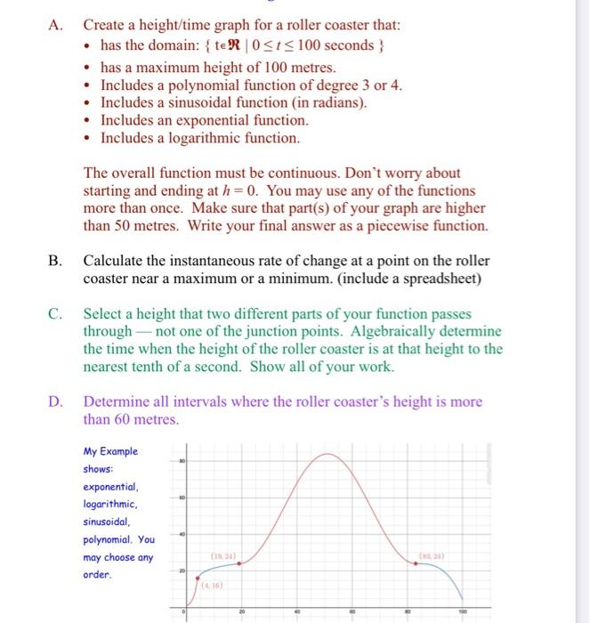 Solved A. Create a height time graph for a roller coaster Chegg