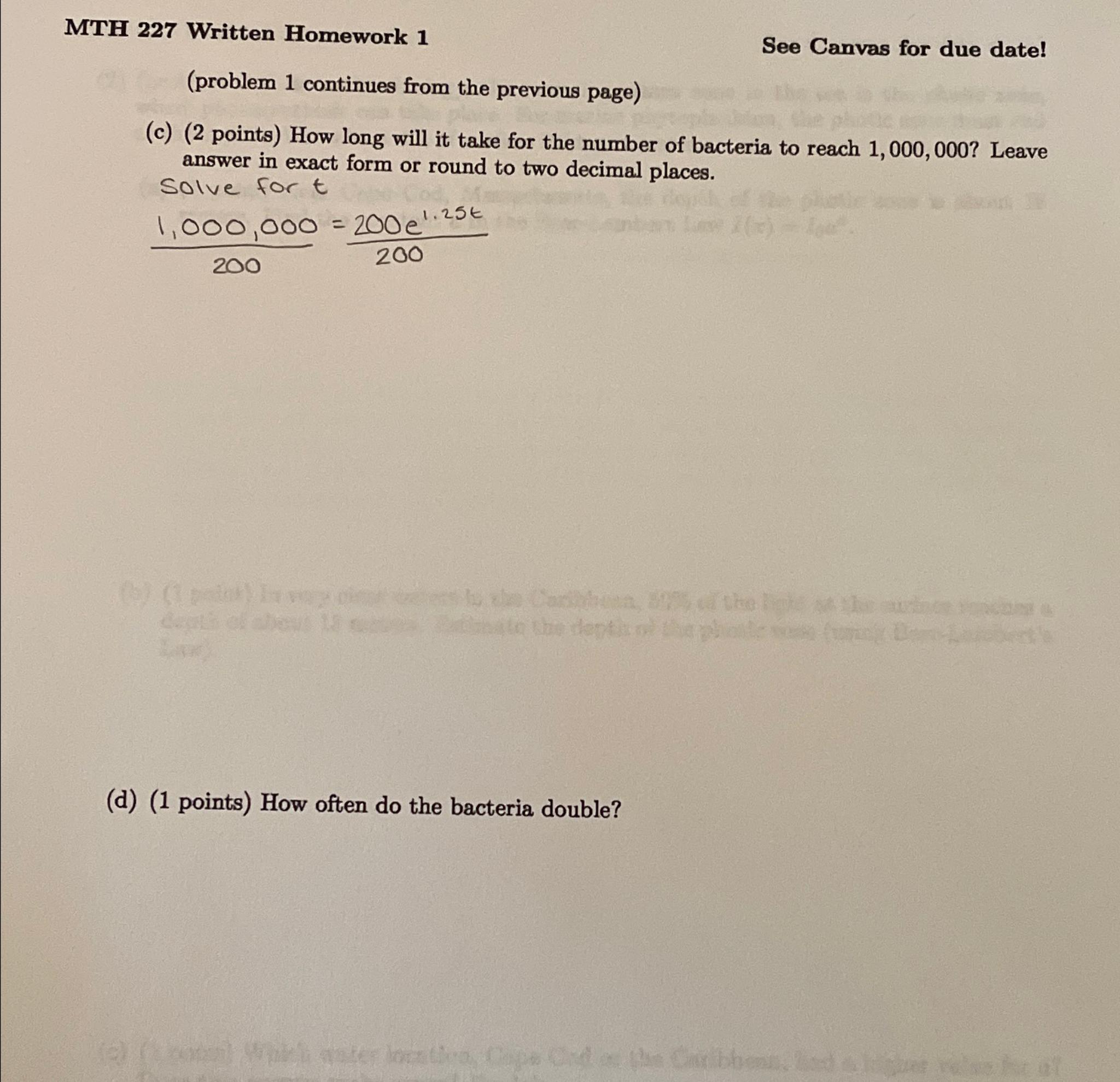 Solved MTH 227 ﻿Written Homework 1See Canvas for due date! | Chegg.com