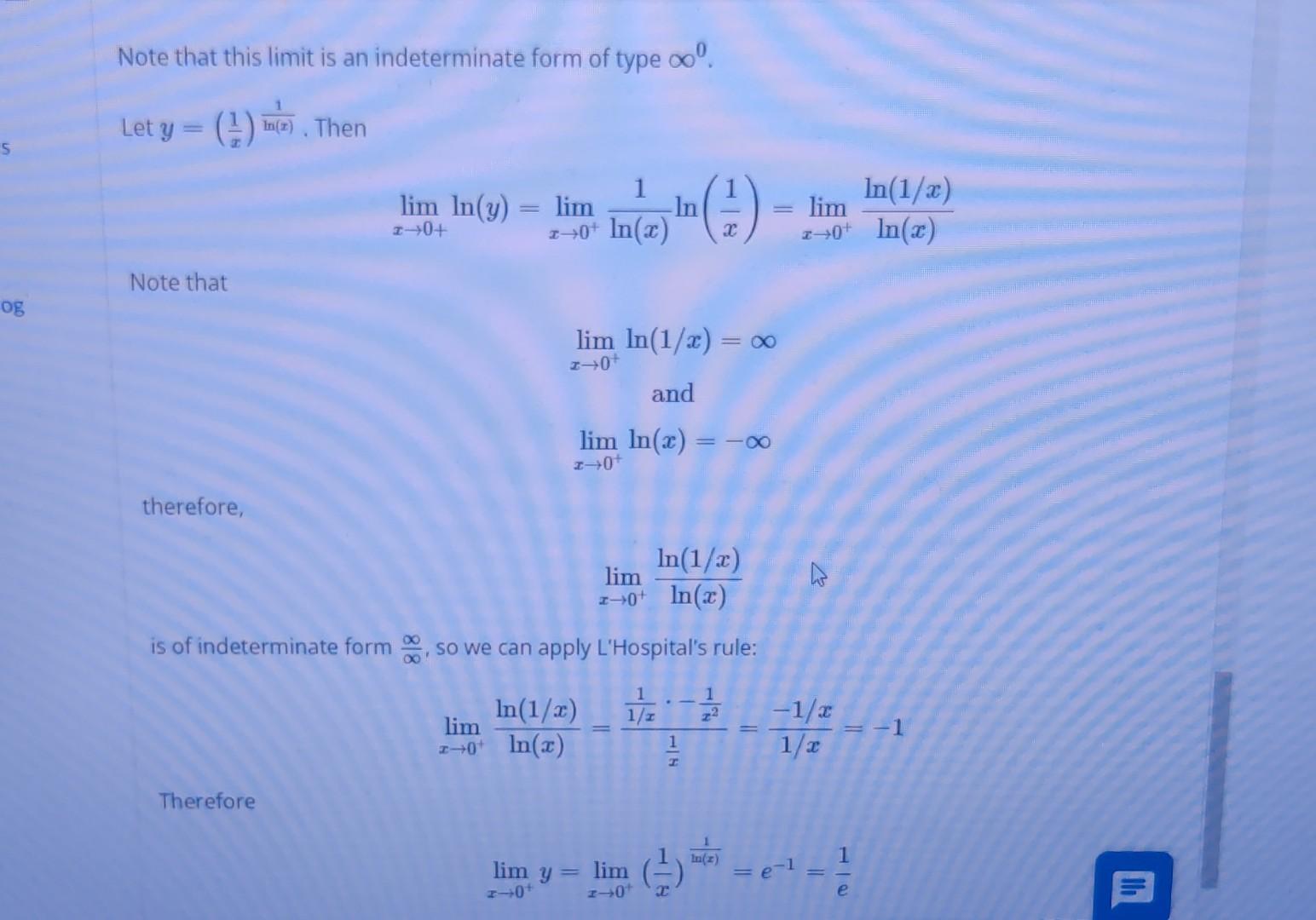 Solved Evaluate Limx 0 x1 ln x 1 Answer 1 Note That This Chegg
