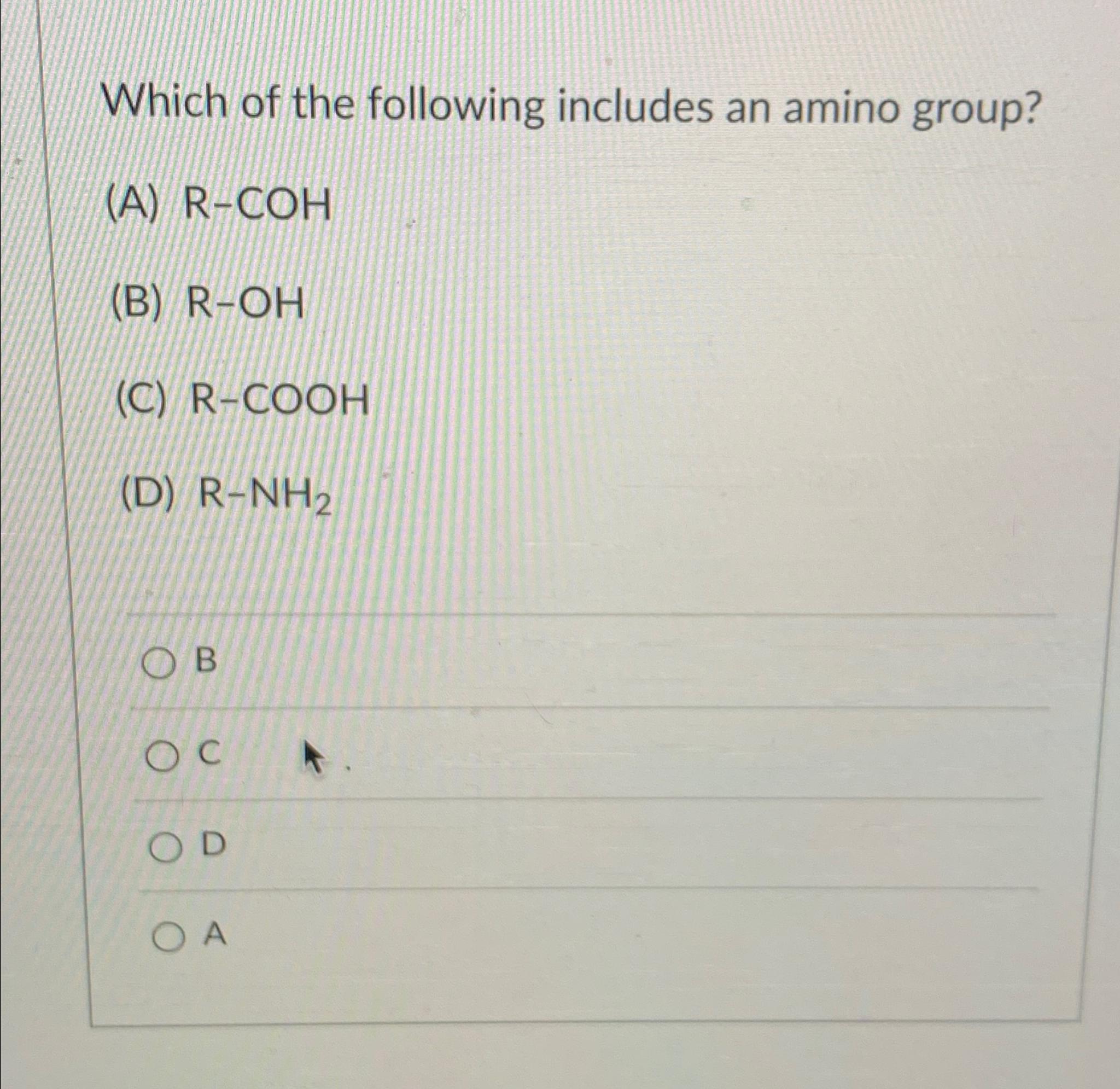 Solved Which of the following includes an amino | Chegg.com