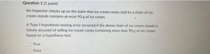 Solved An inspector checks up on the claim that ice-cream | Chegg.com