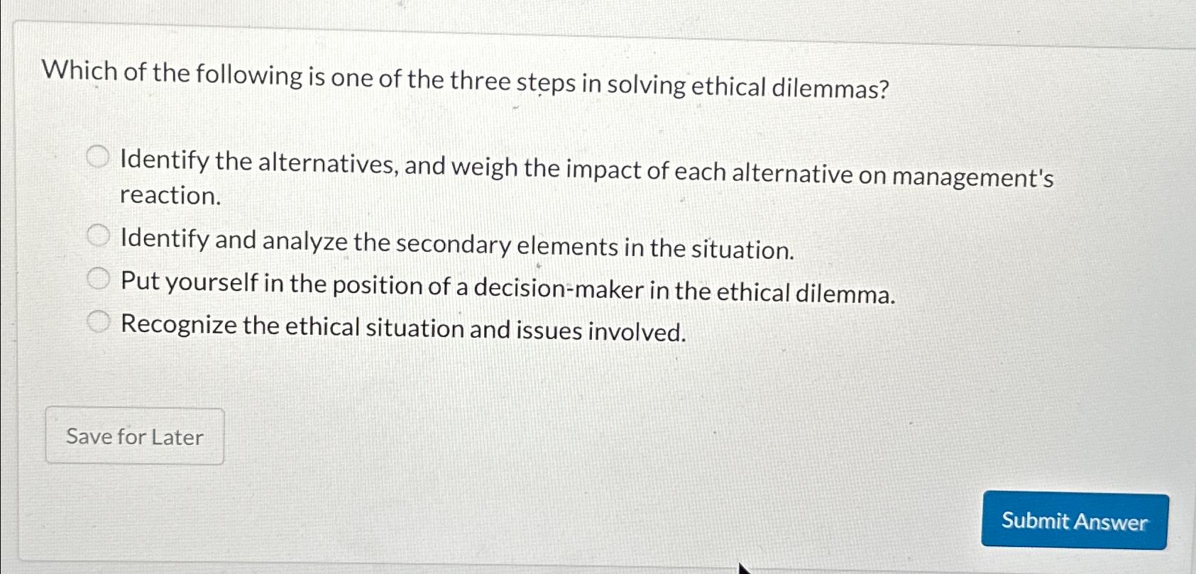 ethical problem solving steps