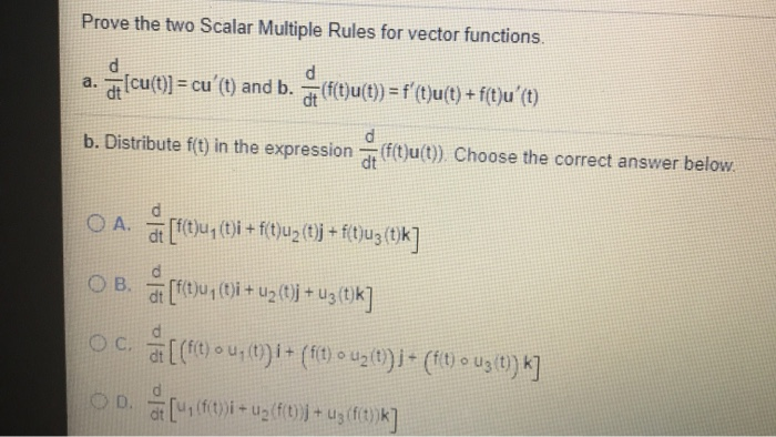 Solved Prove The Two Scalar Multiple Rules For Vector Fun Chegg Com